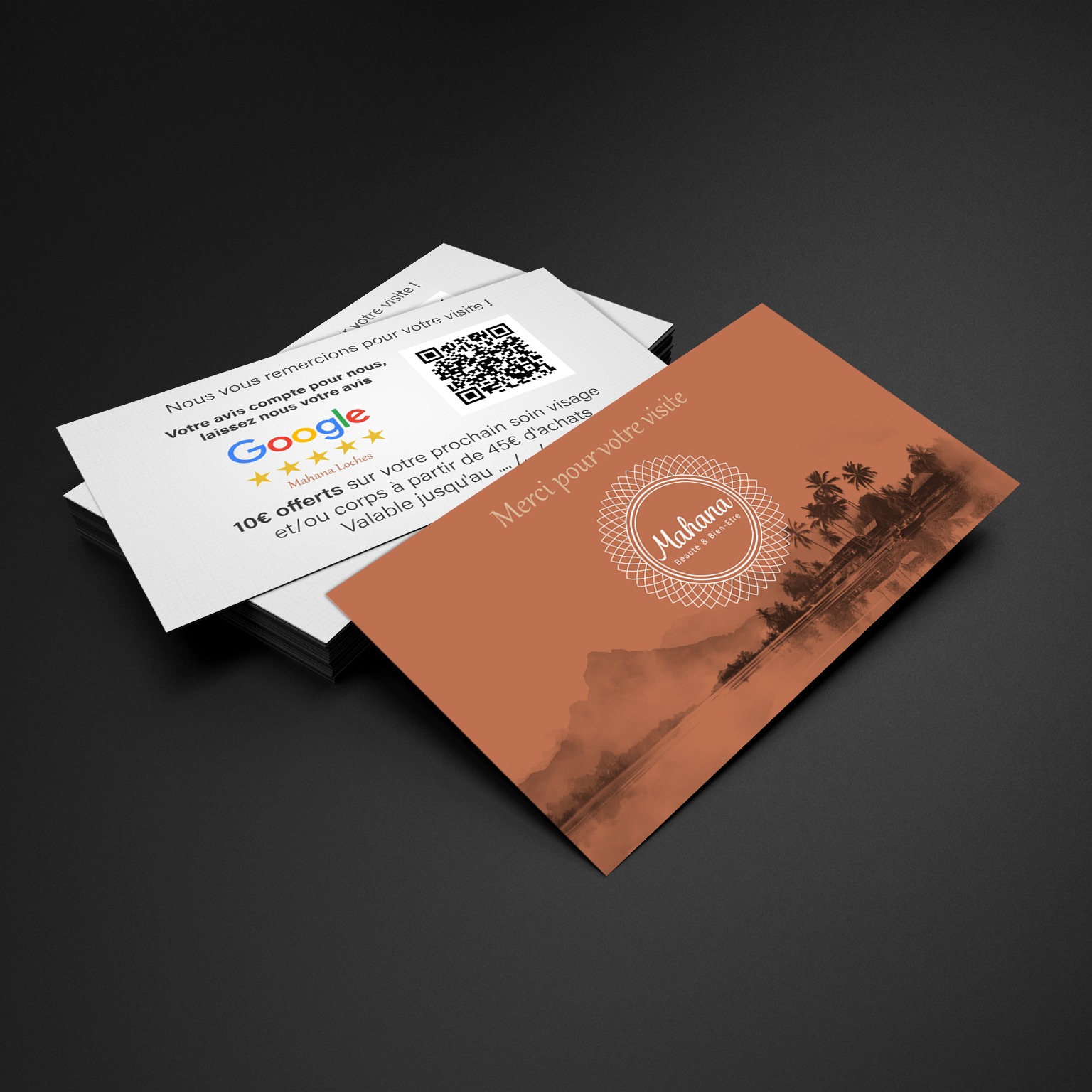 Carte de visite - Instituts de beauté Mahana situés au cœur de la Touraine. Carte de visite - Instituts de beauté Mahana situés au cœur de la Touraine.